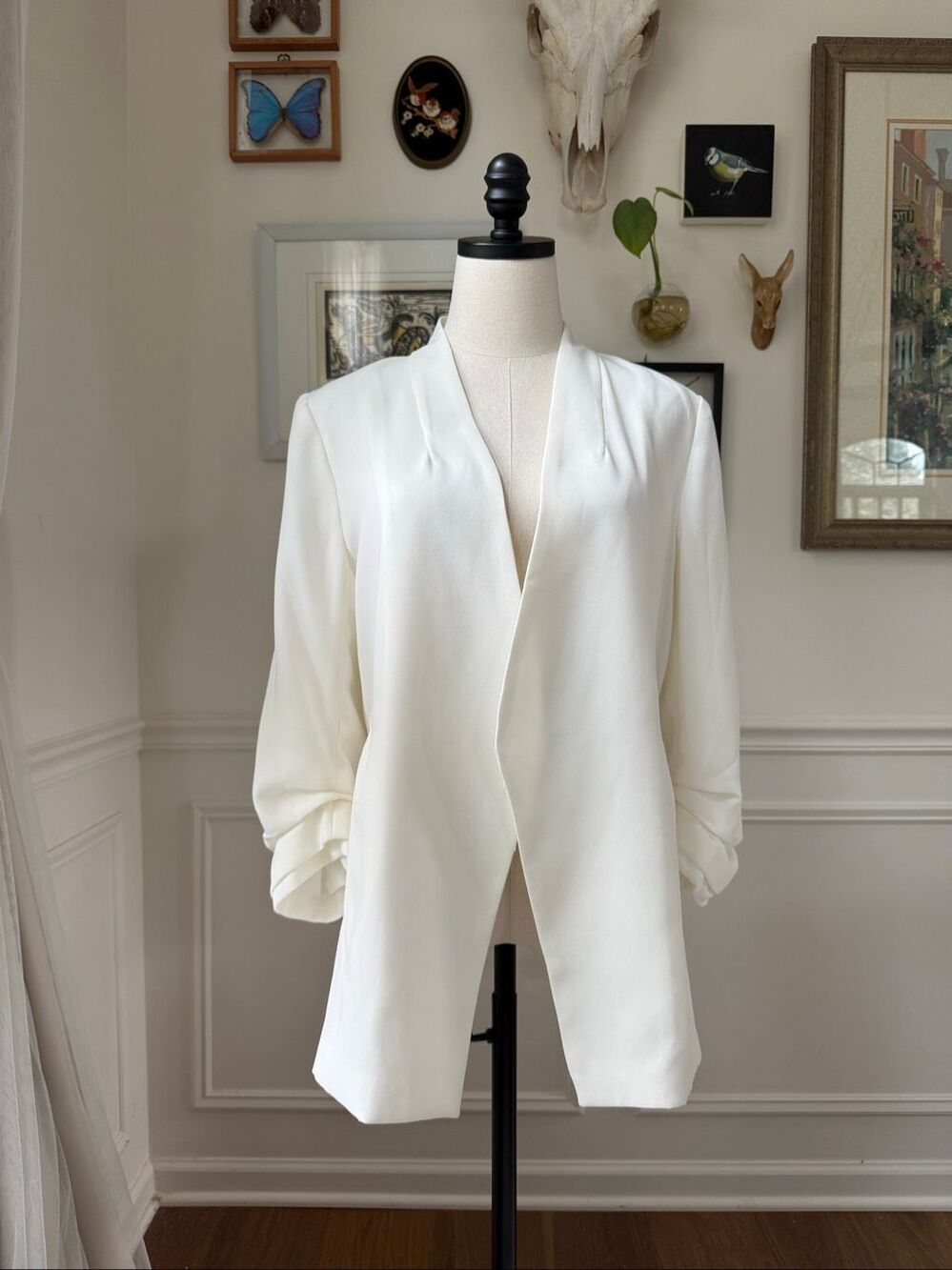 Mod Ref Modern Collarless Blazer White L